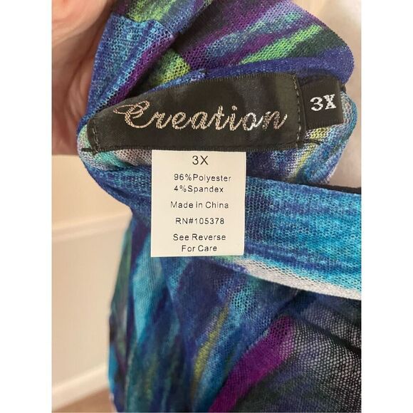 Creation Womens Plus Size 3X Open Front Cardigan Blue Purple Watercolor NWT - Picture 5 of 5